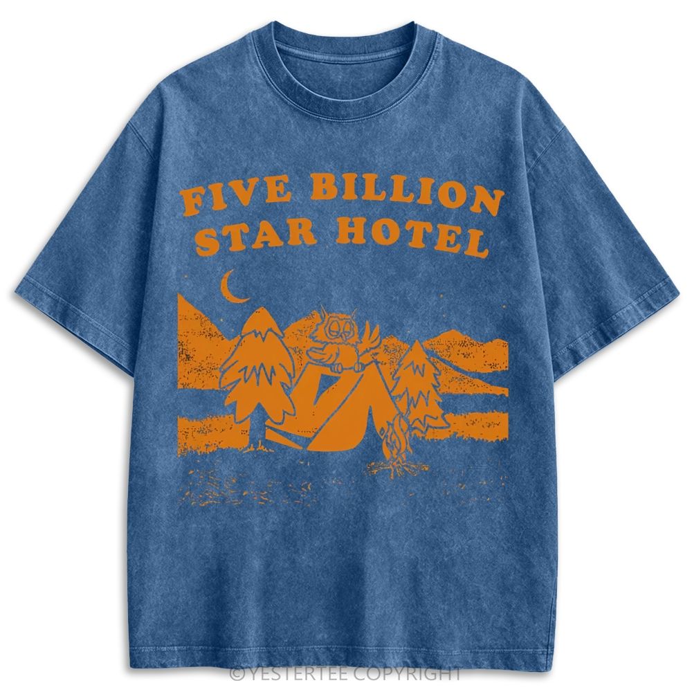 Sarcastic Camping Five Star Hotel Owl Mountain Retro Washed T-shirt