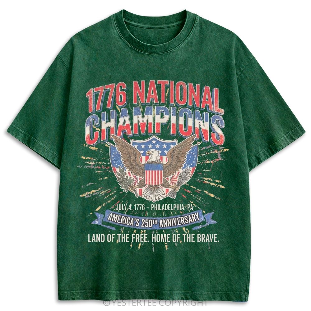 Vintage 1776 Fourth Of July Eagle Fireworks Patriotic Retro Washed T-shirt