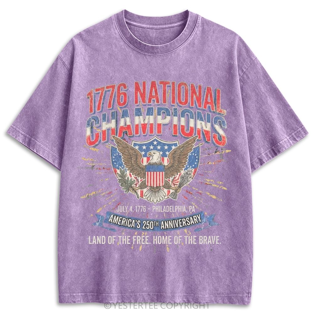Vintage 1776 Fourth Of July Eagle Fireworks Patriotic Retro Washed T-shirt