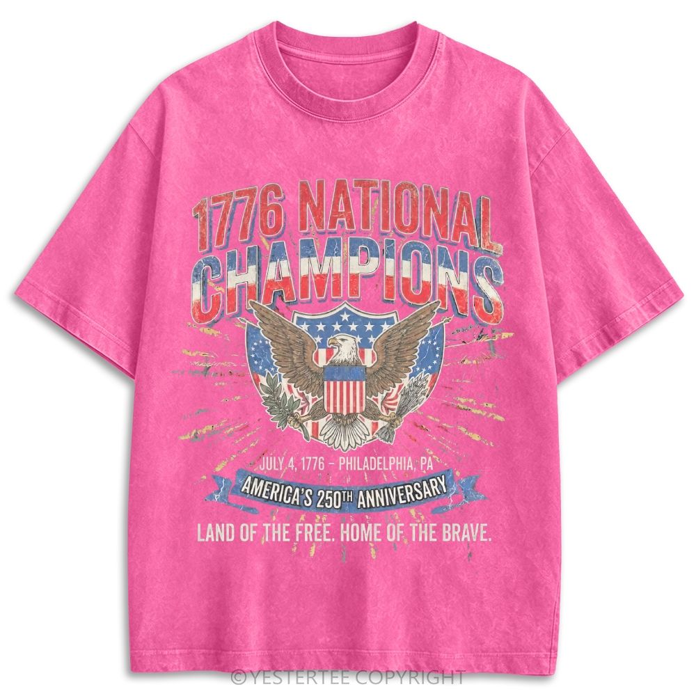 Vintage 1776 Fourth Of July Eagle Fireworks Patriotic Retro Washed T-shirt