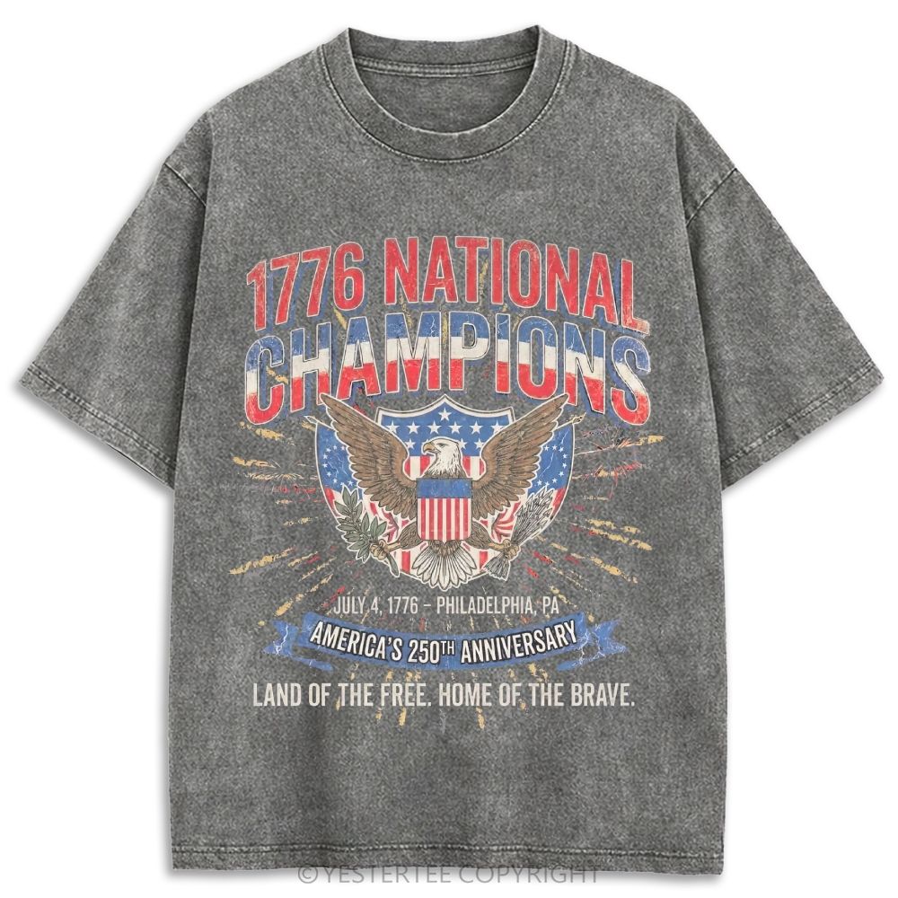 Vintage 1776 Fourth Of July Eagle Fireworks Patriotic Retro Washed T-shirt
