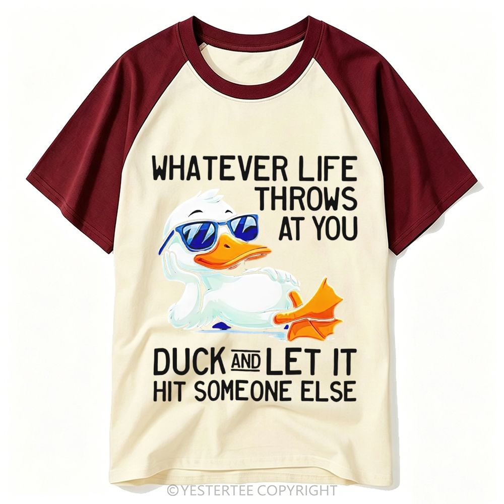 Yestertee Relax Sunglasses Duck Life Pun Funny Quote Baseball T-shirt 