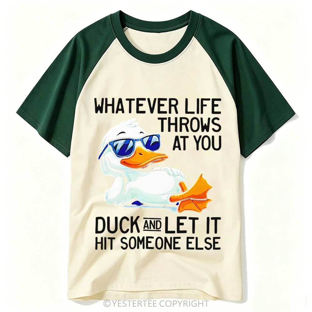 Yestertee Relax Sunglasses Duck Life Pun Funny Quote Baseball T-shirt 