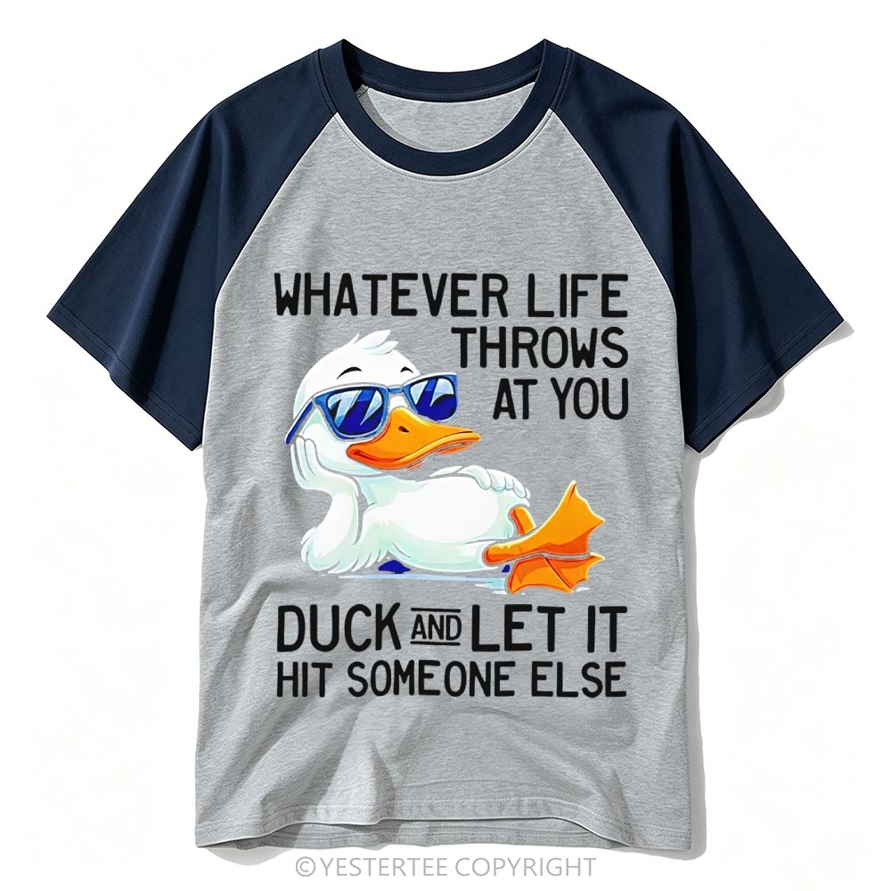 Yestertee Relax Sunglasses Duck Life Pun Funny Quote Baseball T-shirt 