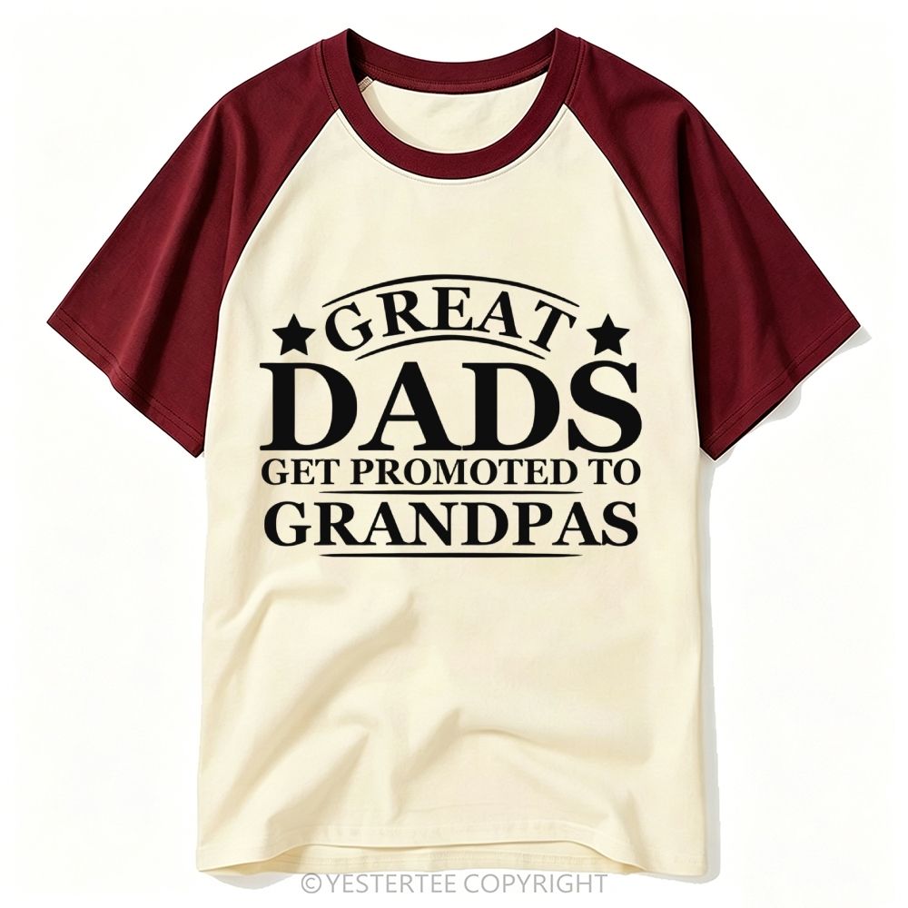 Yestertee Star Arch Great Dad Promoted To Grandpa Text Baseball T-shirt 