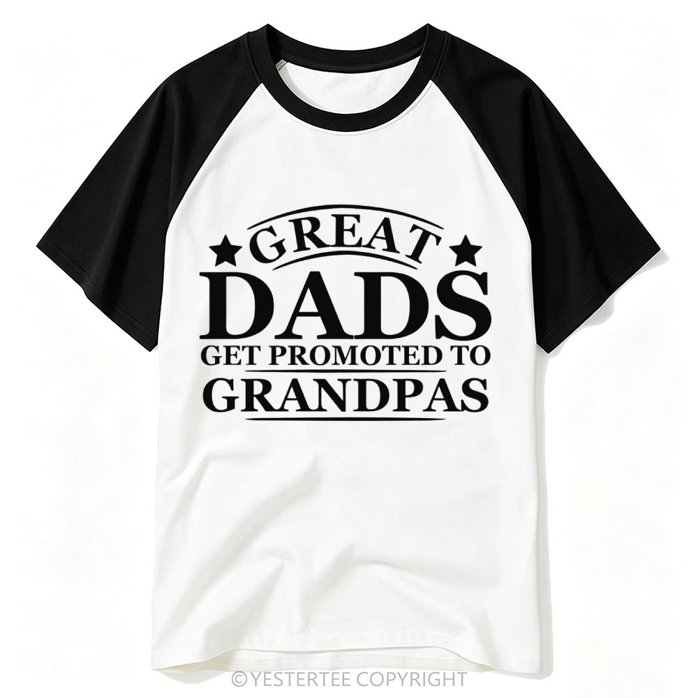 Yestertee Star Arch Great Dad Promoted To Grandpa Text Baseball T-shirt 