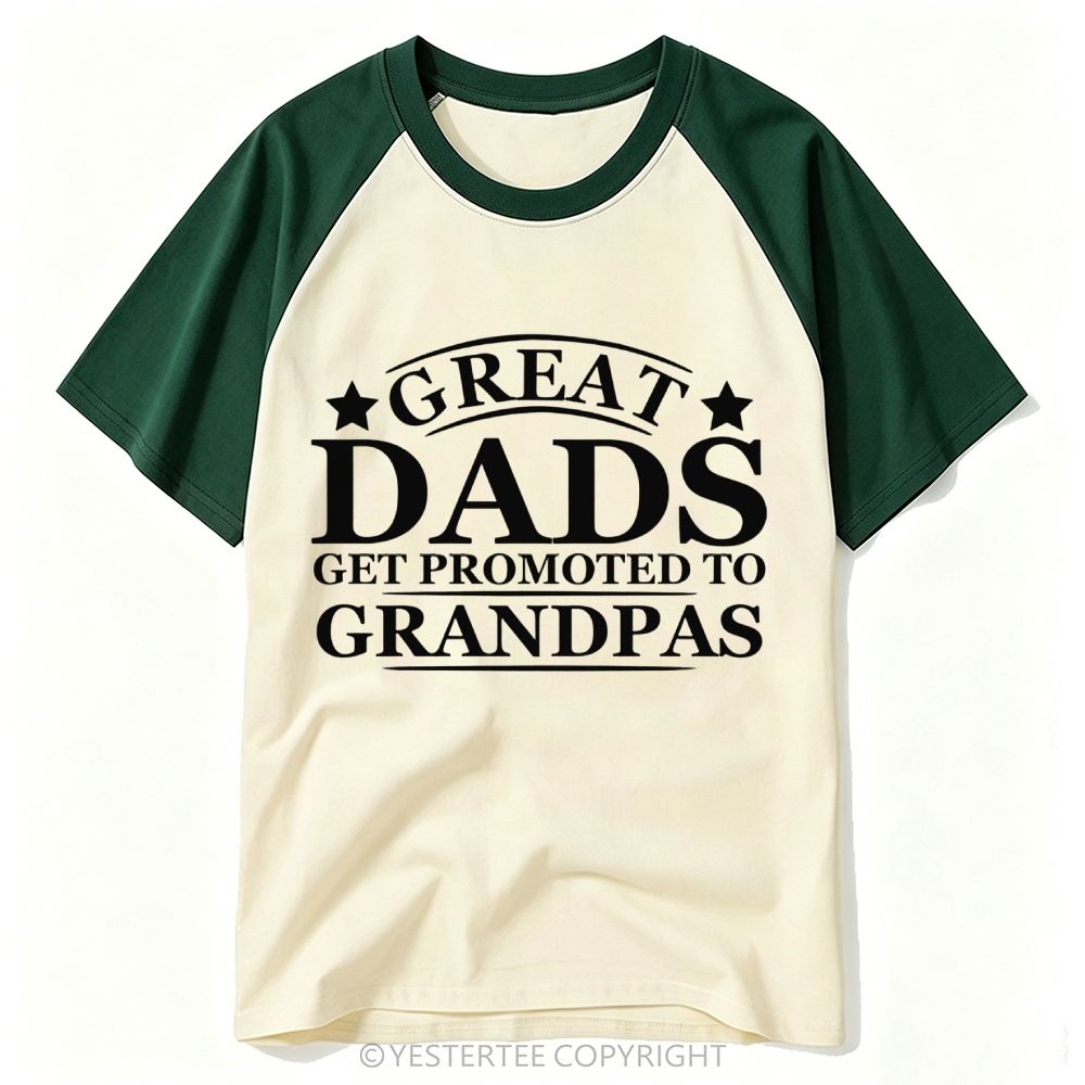 Yestertee Star Arch Great Dad Promoted To Grandpa Text Baseball T-shirt 