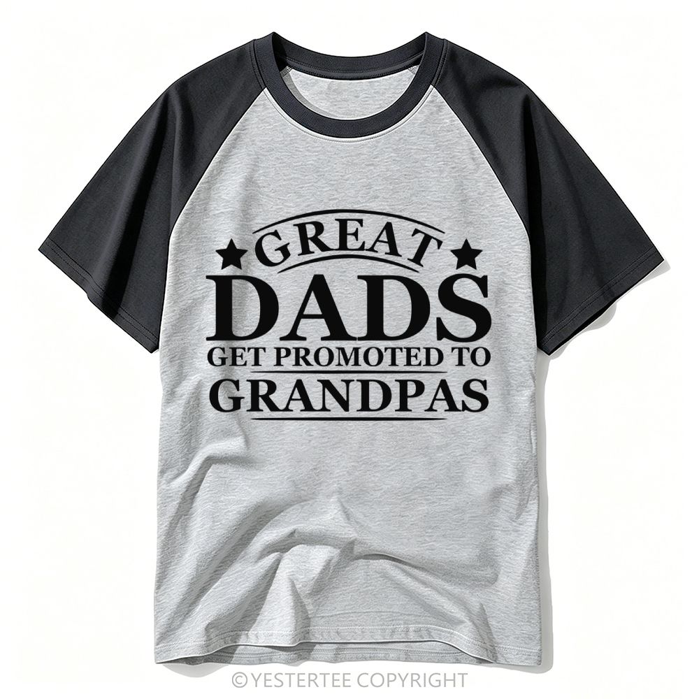 Yestertee Star Arch Great Dad Promoted To Grandpa Text Baseball T-shirt 