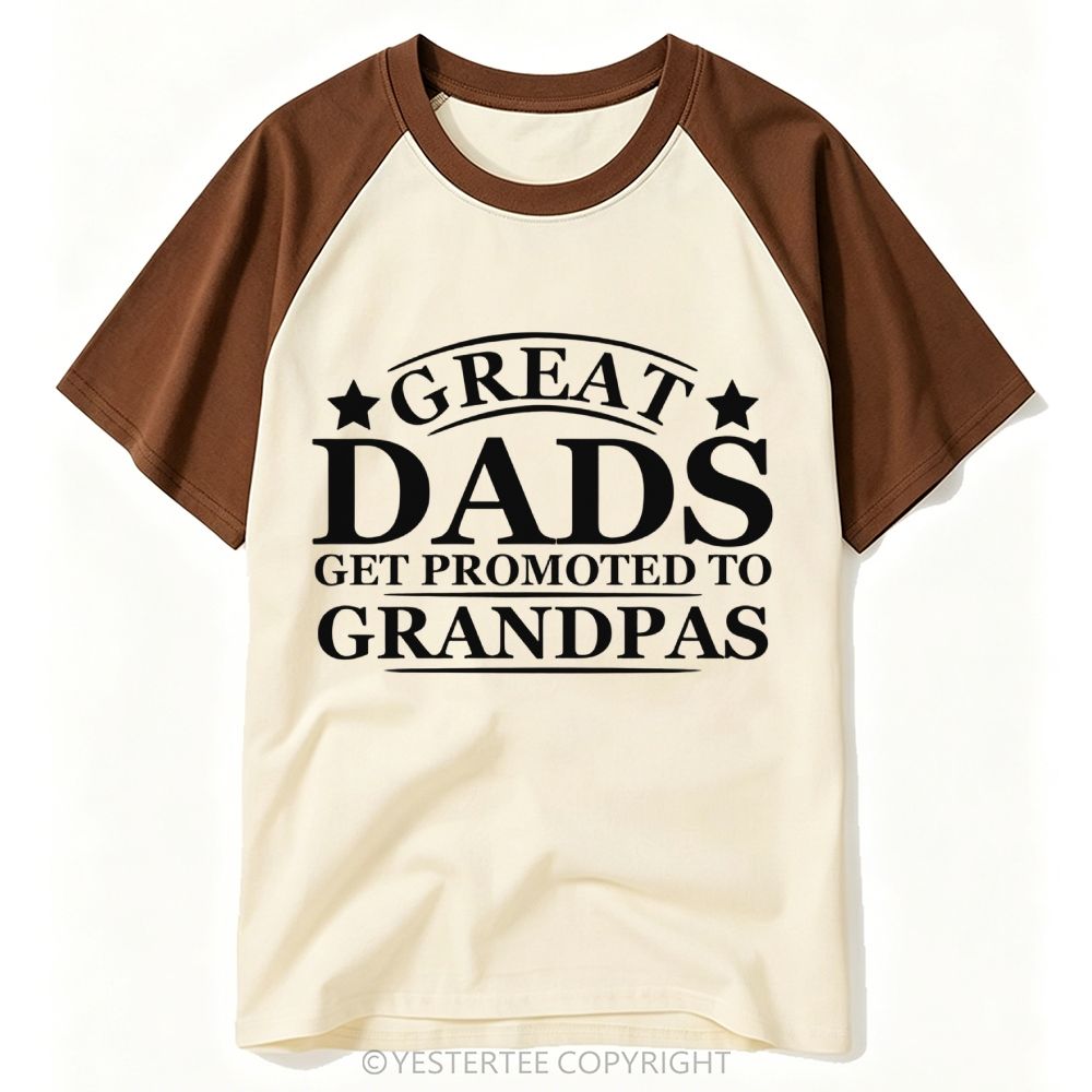 Yestertee Star Arch Great Dad Promoted To Grandpa Text Baseball T-shirt 