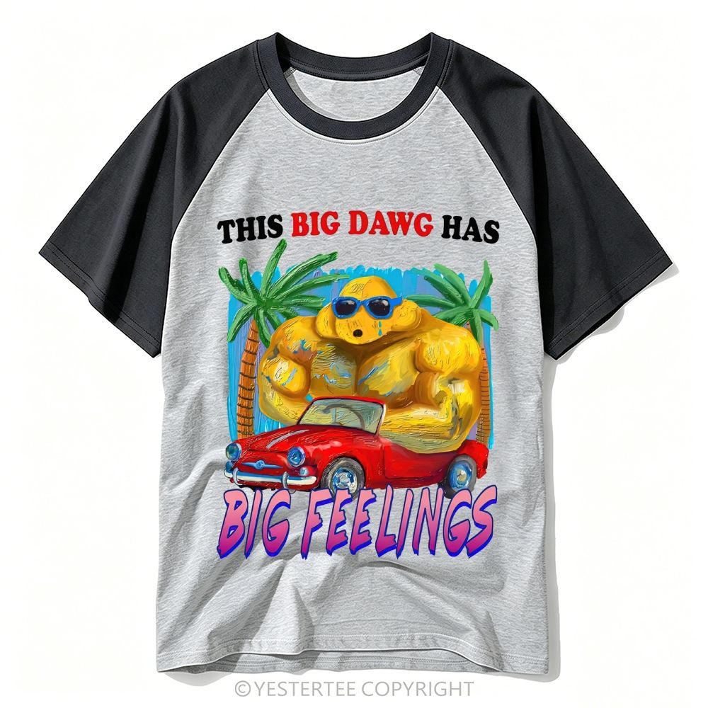 Yestertee Tropical Palm Muscular Big Dog Convertible Car Big Feelings Baseball T-shirt