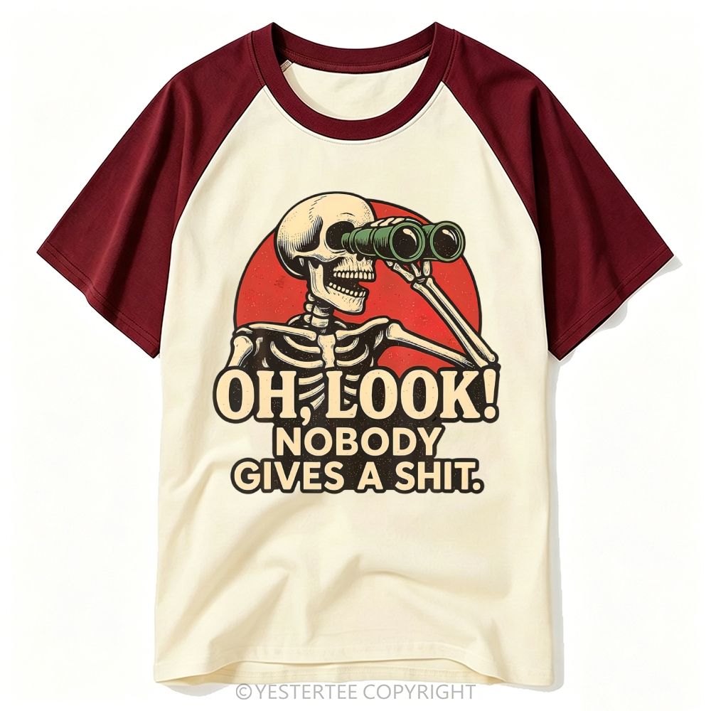 Yestertee Retro Skeleton Binoculars Sassy Distressed Quote  Baseball T-shirt