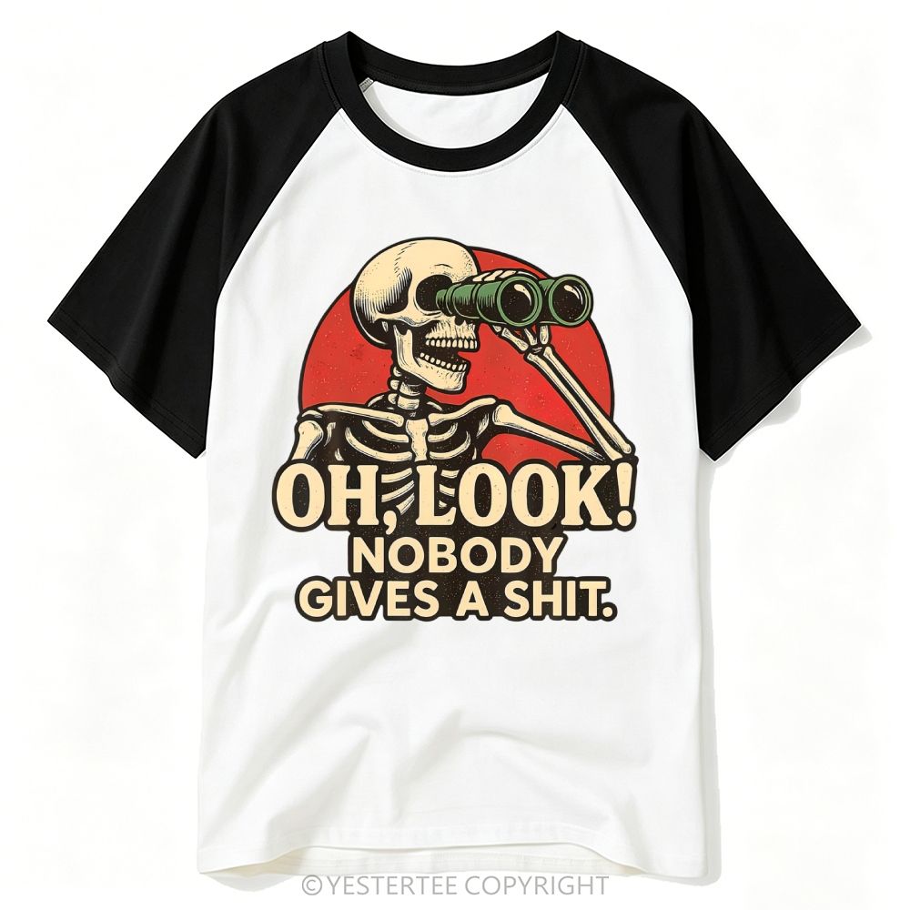 Yestertee Retro Skeleton Binoculars Sassy Distressed Quote  Baseball T-shirt