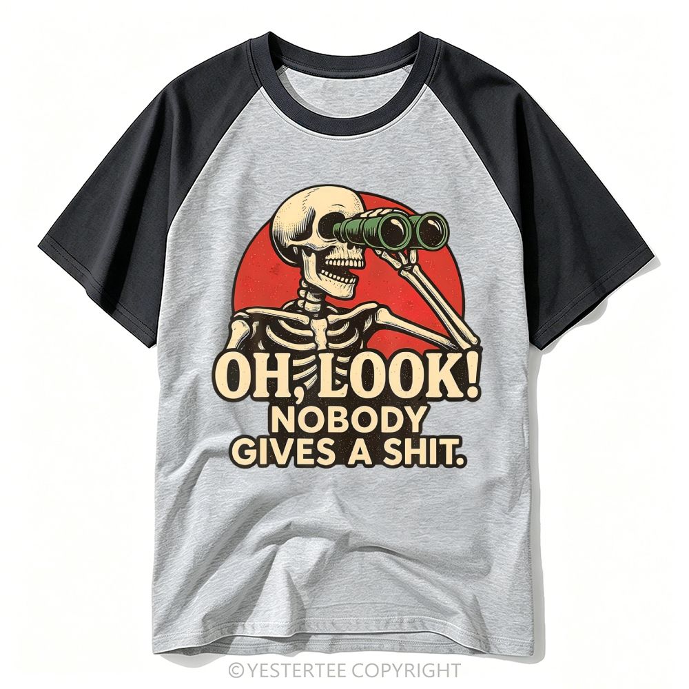 Yestertee Retro Skeleton Binoculars Sassy Distressed Quote  Baseball T-shirt
