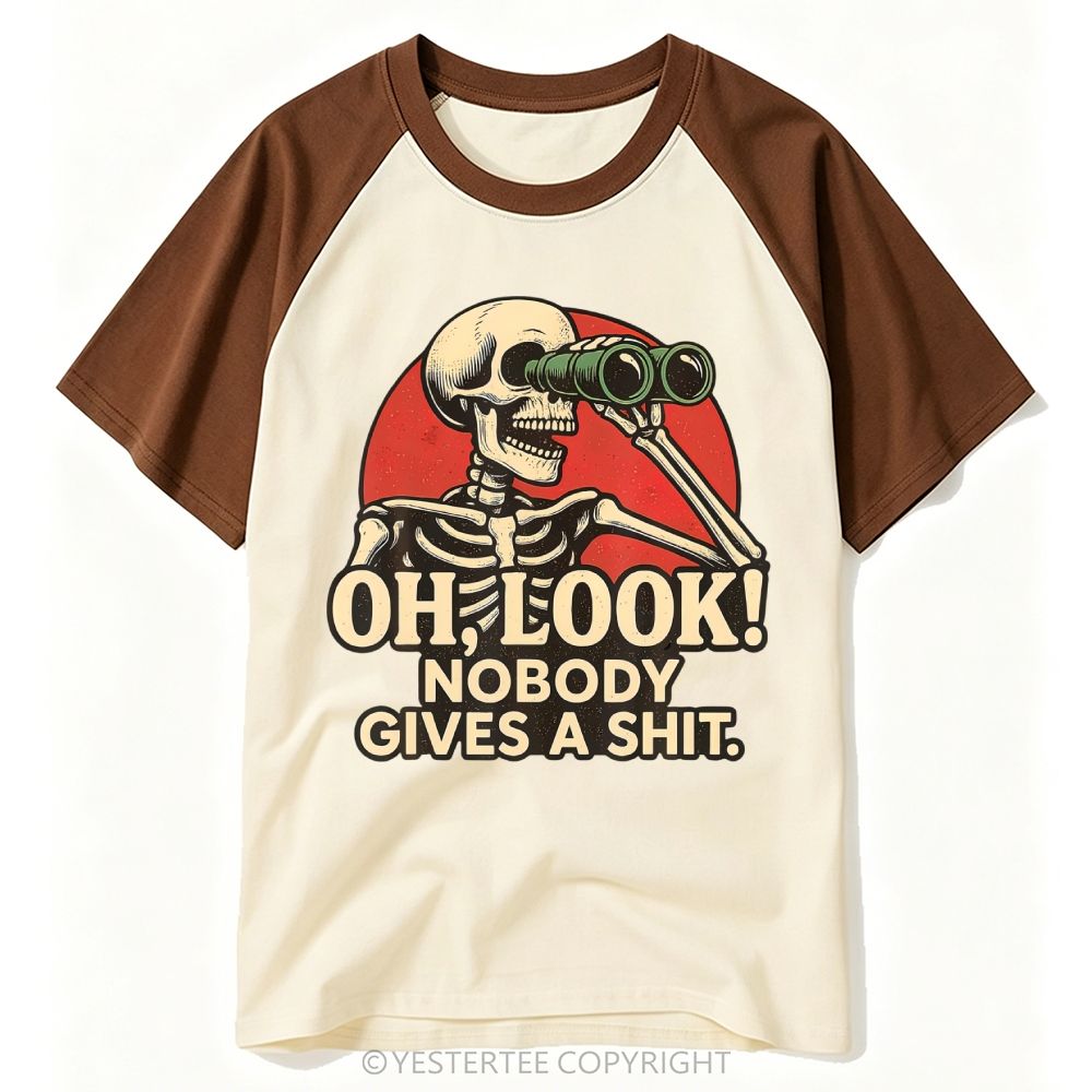 Yestertee Retro Skeleton Binoculars Sassy Distressed Quote  Baseball T-shirt