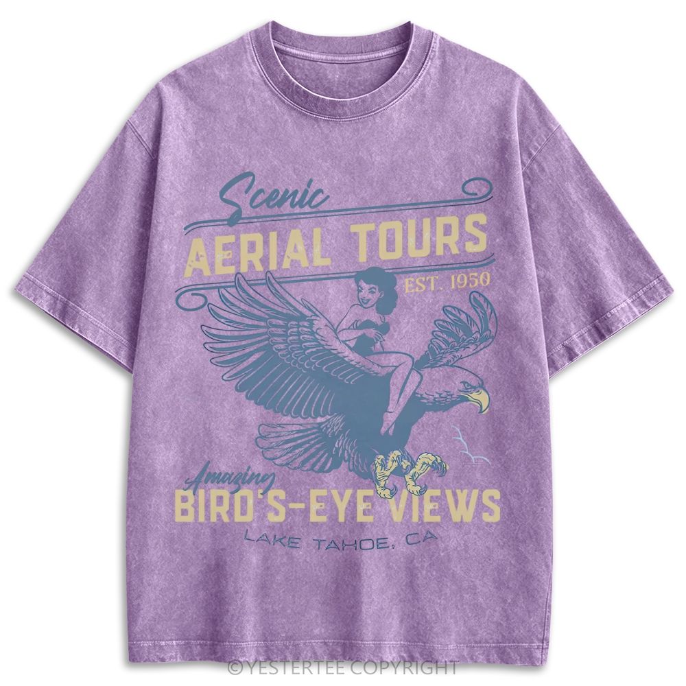 Lake Tahoe Eagle Pinup Vintage Tour Retro Washed T-shirt 