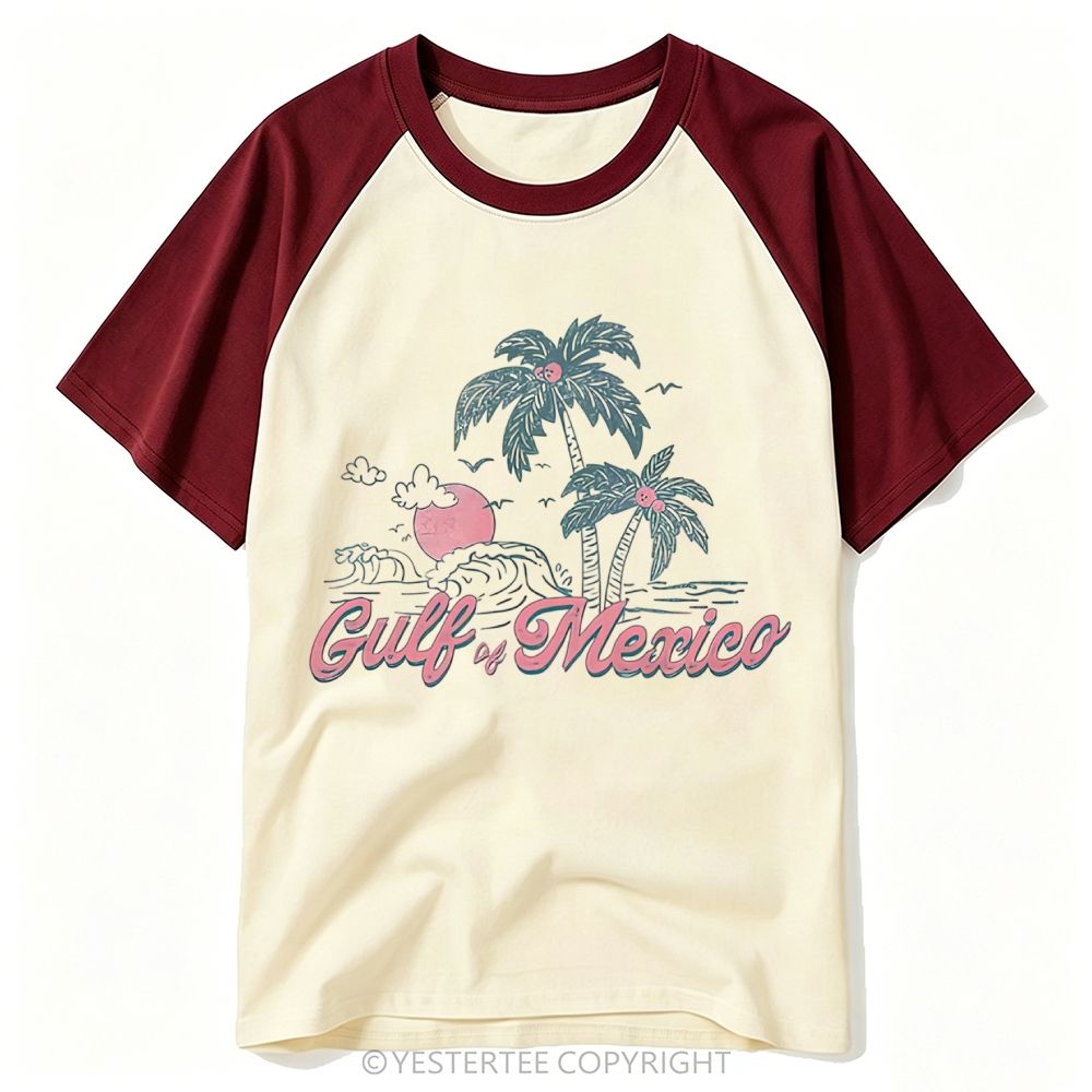 Yestertee Gulf Of Mexico Palm Sunset Ocean Beach Baseball T-shirt