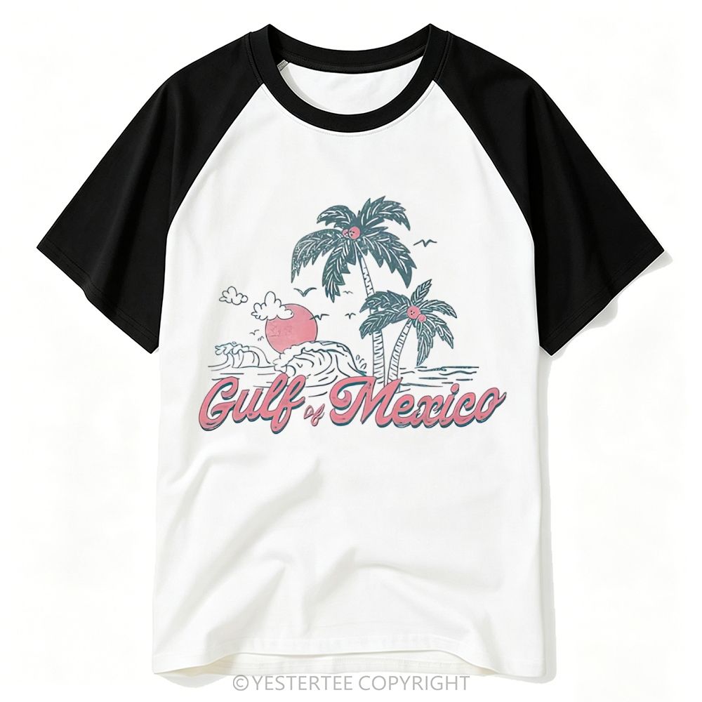 Yestertee Gulf Of Mexico Palm Sunset Ocean Beach Baseball T-shirt