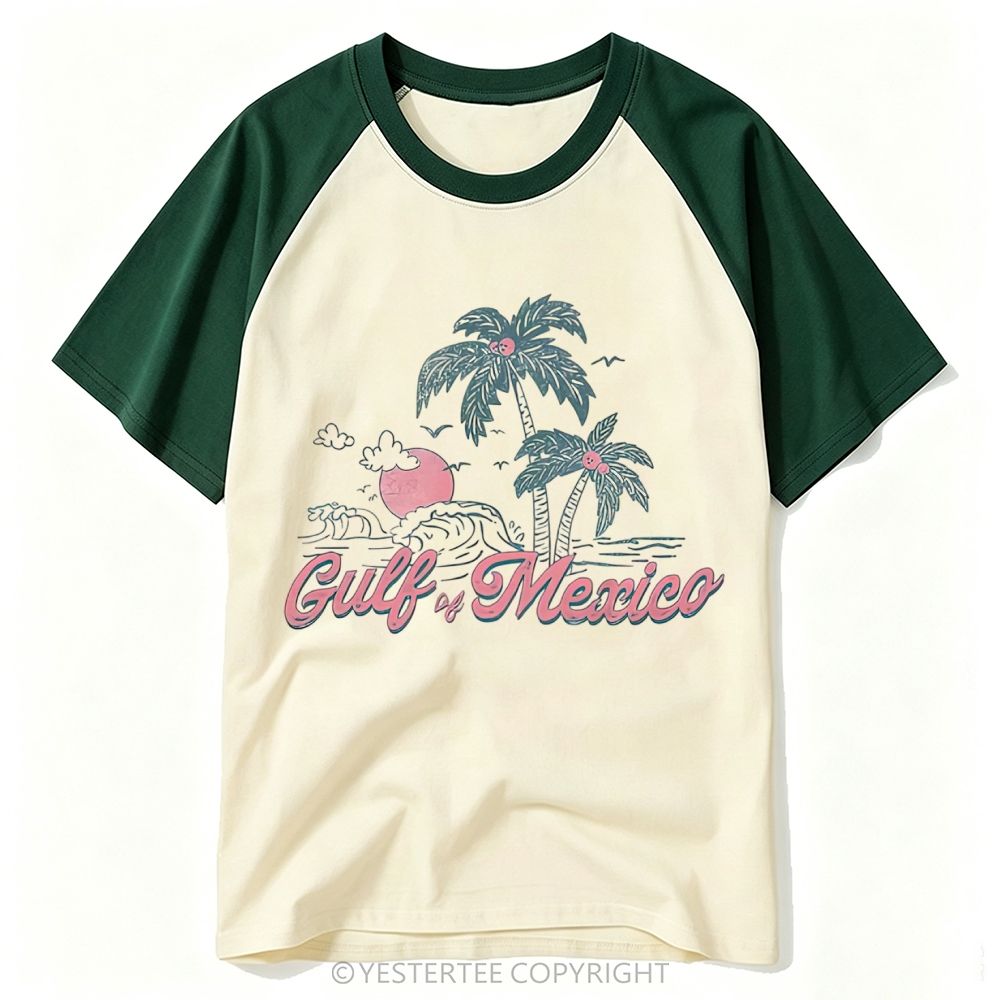 Yestertee Gulf Of Mexico Palm Sunset Ocean Beach Baseball T-shirt
