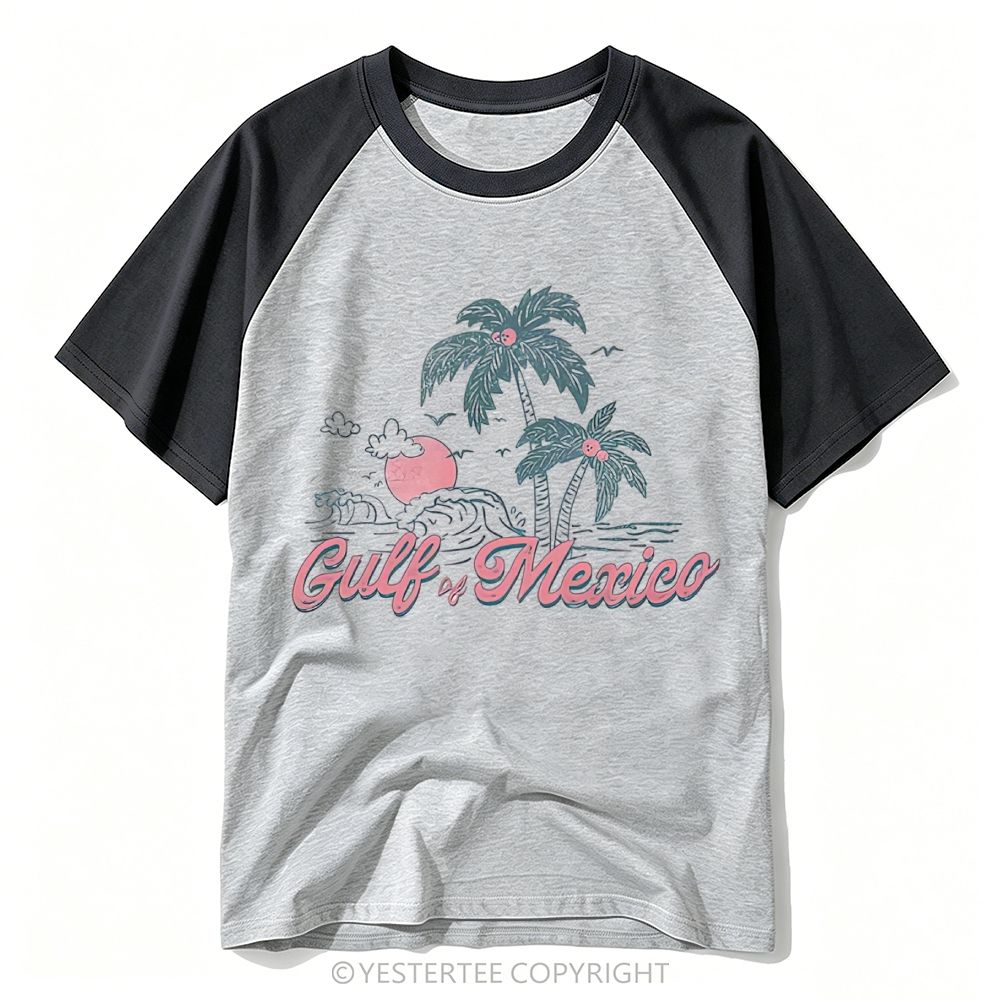 Yestertee Gulf Of Mexico Palm Sunset Ocean Beach Baseball T-shirt