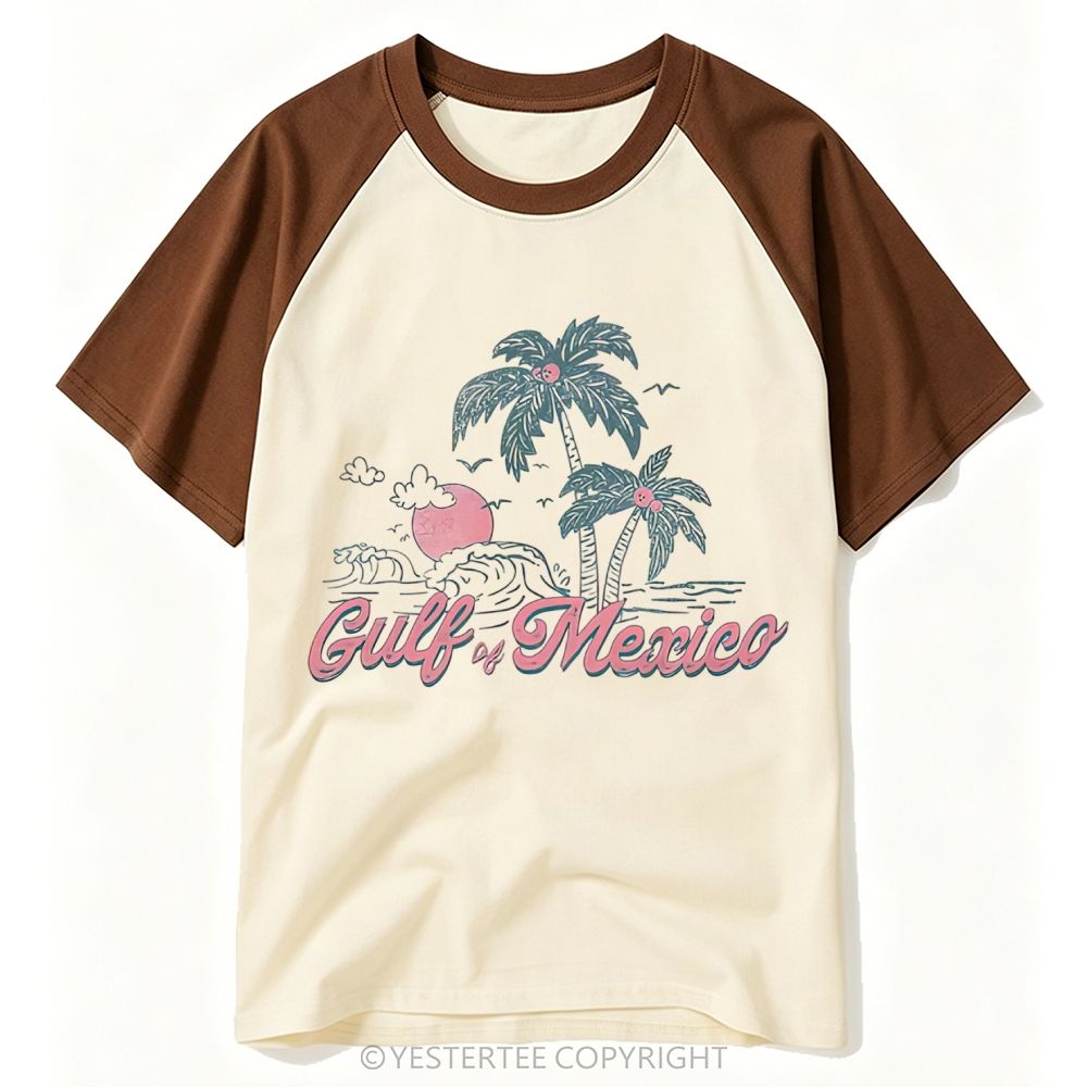 Yestertee Gulf Of Mexico Palm Sunset Ocean Beach Baseball T-shirt