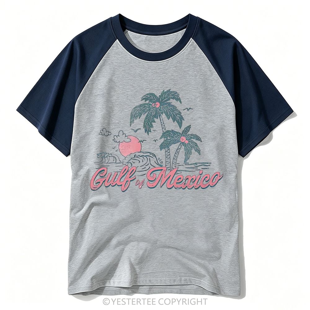 Yestertee Gulf Of Mexico Palm Sunset Ocean Beach Baseball T-shirt