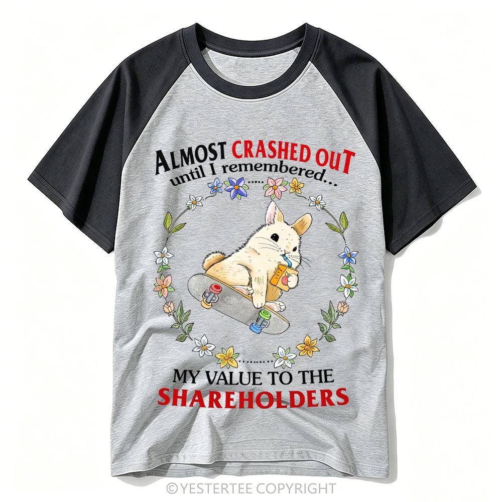 Yestertee Floral Wreath Skateboard Bunny Corporate Worker Sarcasm Baseball T-shirt