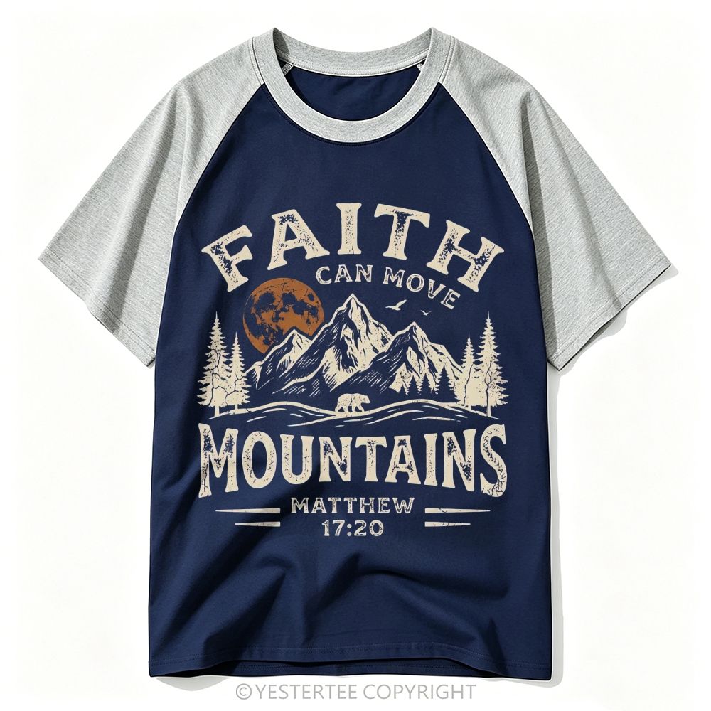 Yestertee Mountain Bear Faith Can Move Mountains Bible Verse Baseball T-shirt 