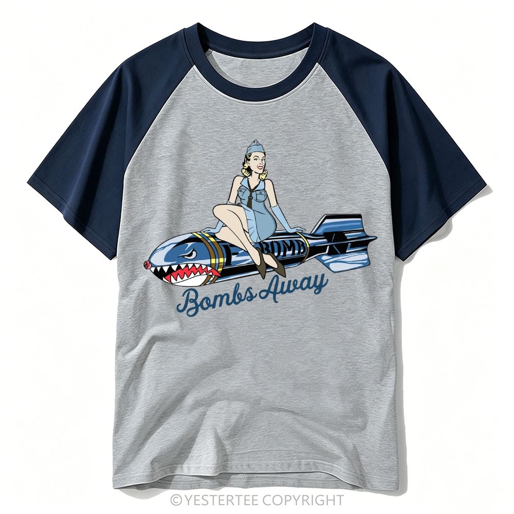 Bombs Away WWII Shark Bomb Military Baseball T-shirt
