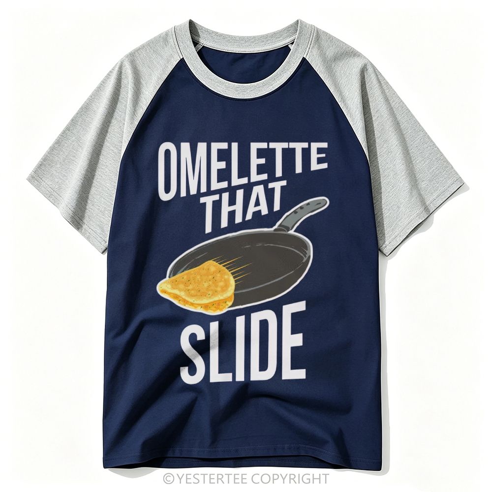 Omelette That Slide Funny Breakfast Skillet Egg Baseball T-shirt