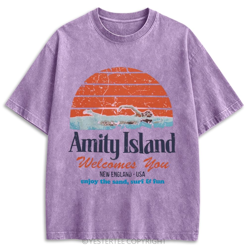 Jaws Movie Amity Island Regatta Retro Washed T-shirt