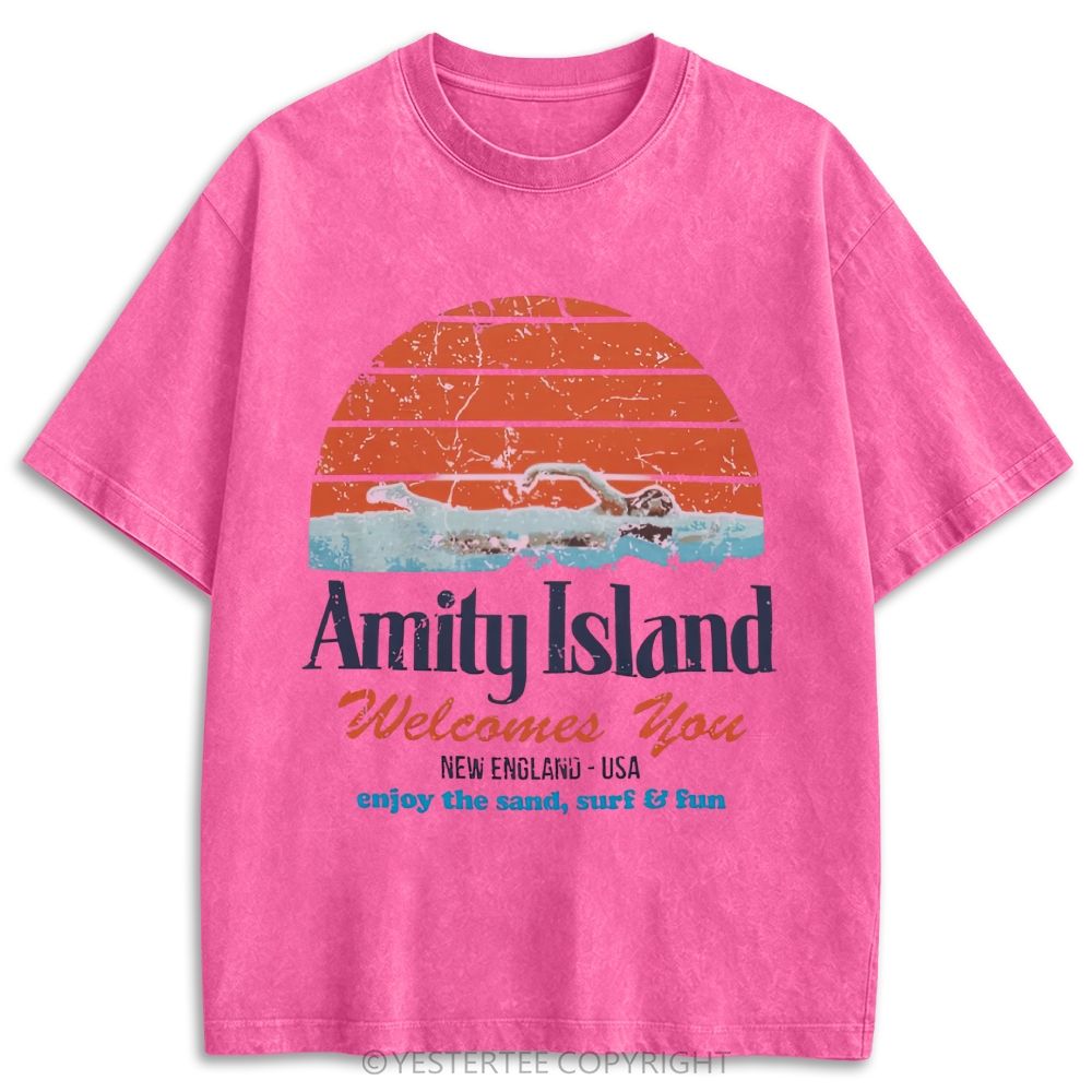 Jaws Movie Amity Island Regatta Retro Washed T-shirt