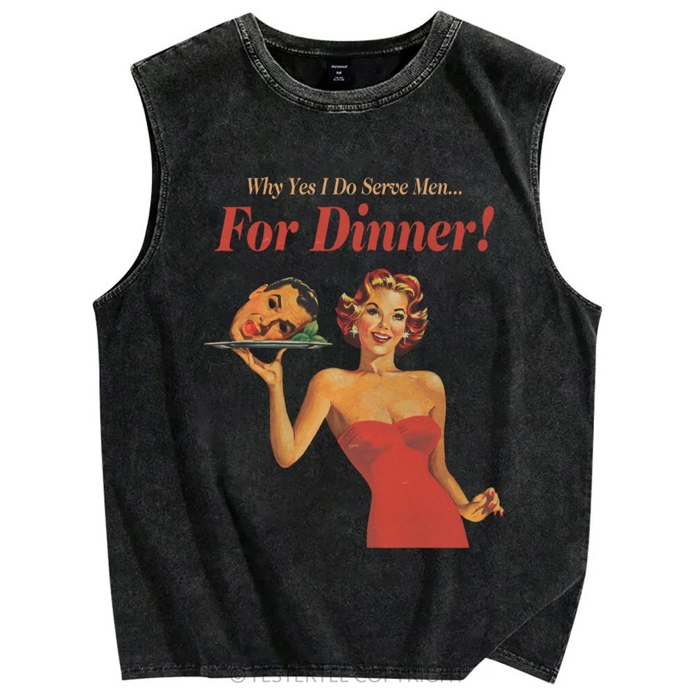 Retro-Pop Humor Slogans Washed Tank Top 