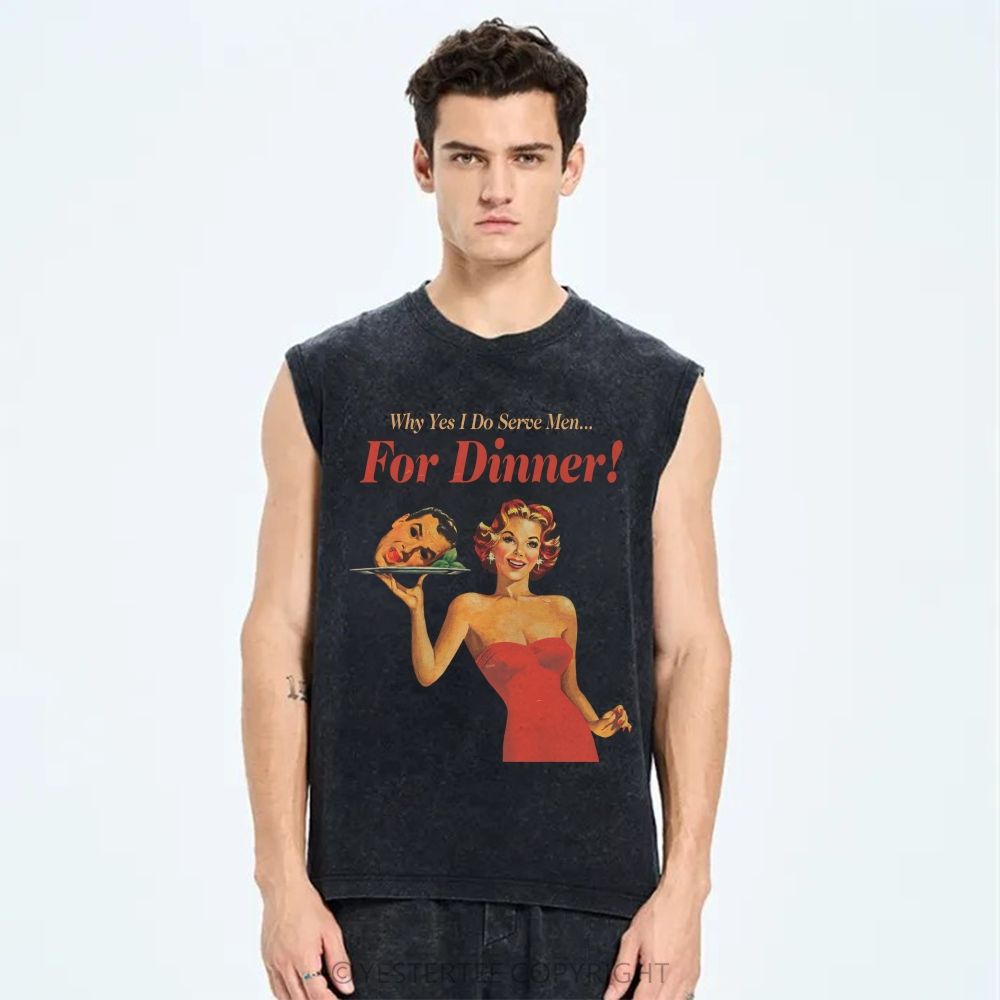 Retro-Pop Humor Slogans Washed Tank Top 