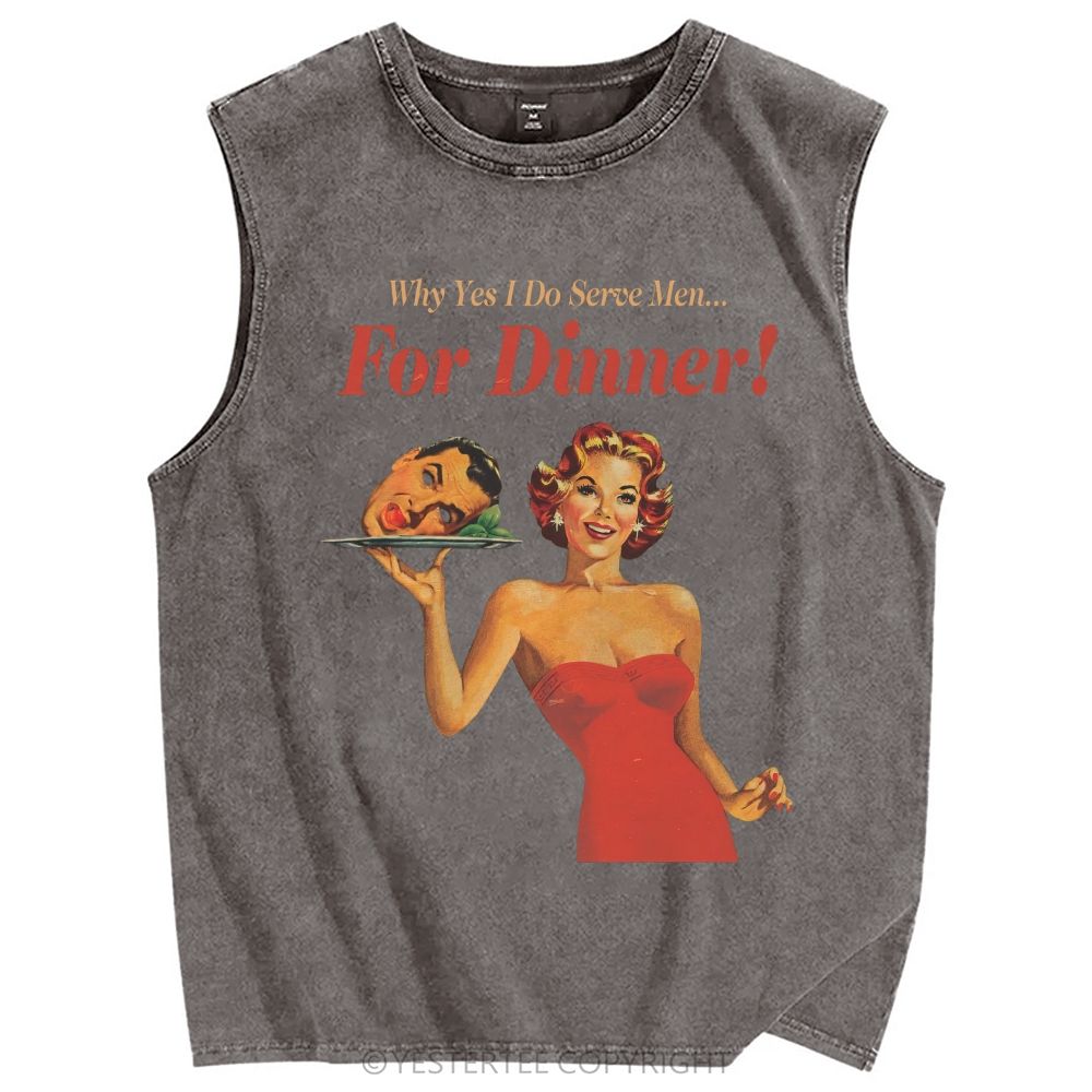 Retro-Pop Humor Slogans Washed Tank Top 