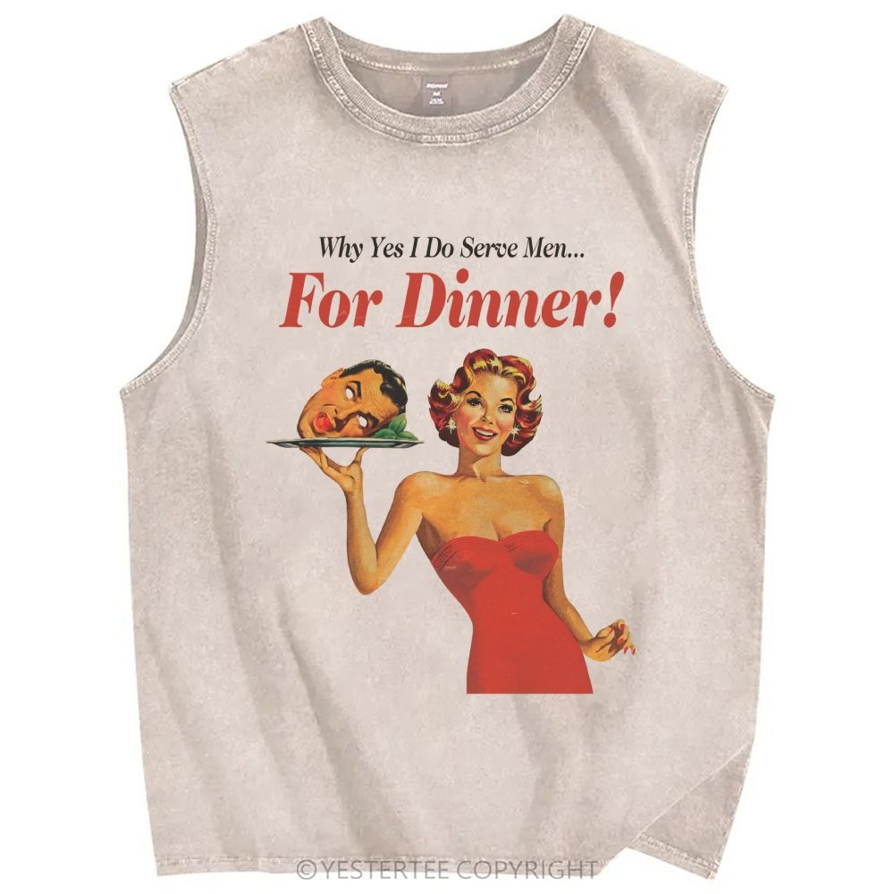 Retro-Pop Humor Slogans Washed Tank Top 