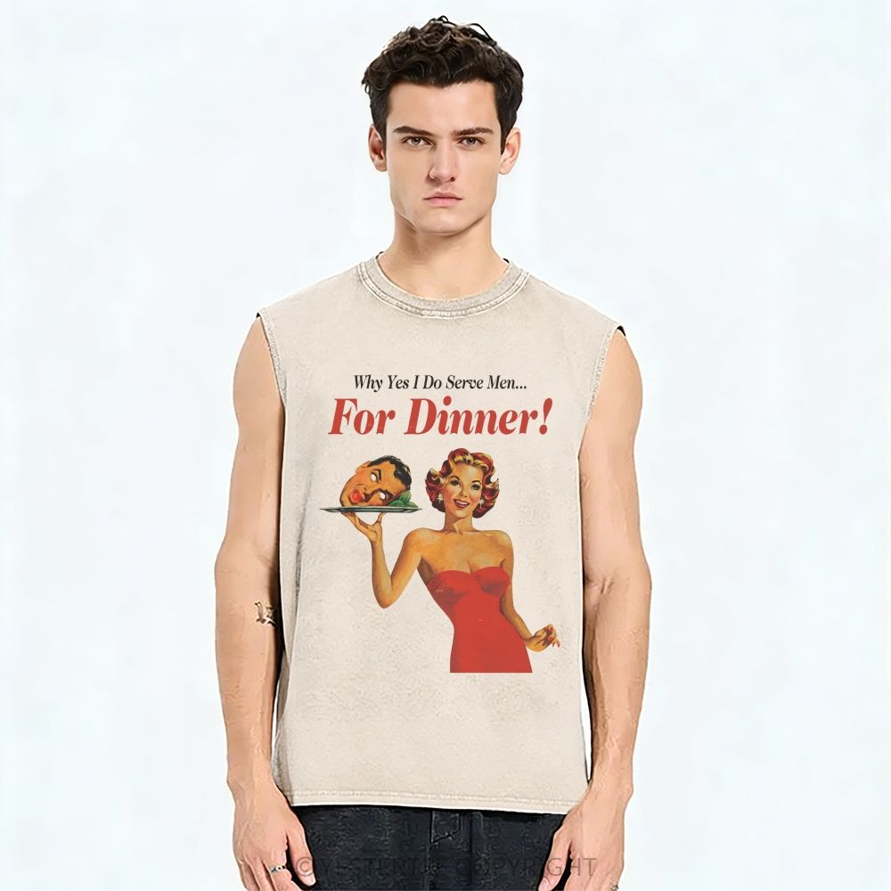 Retro-Pop Humor Slogans Washed Tank Top 