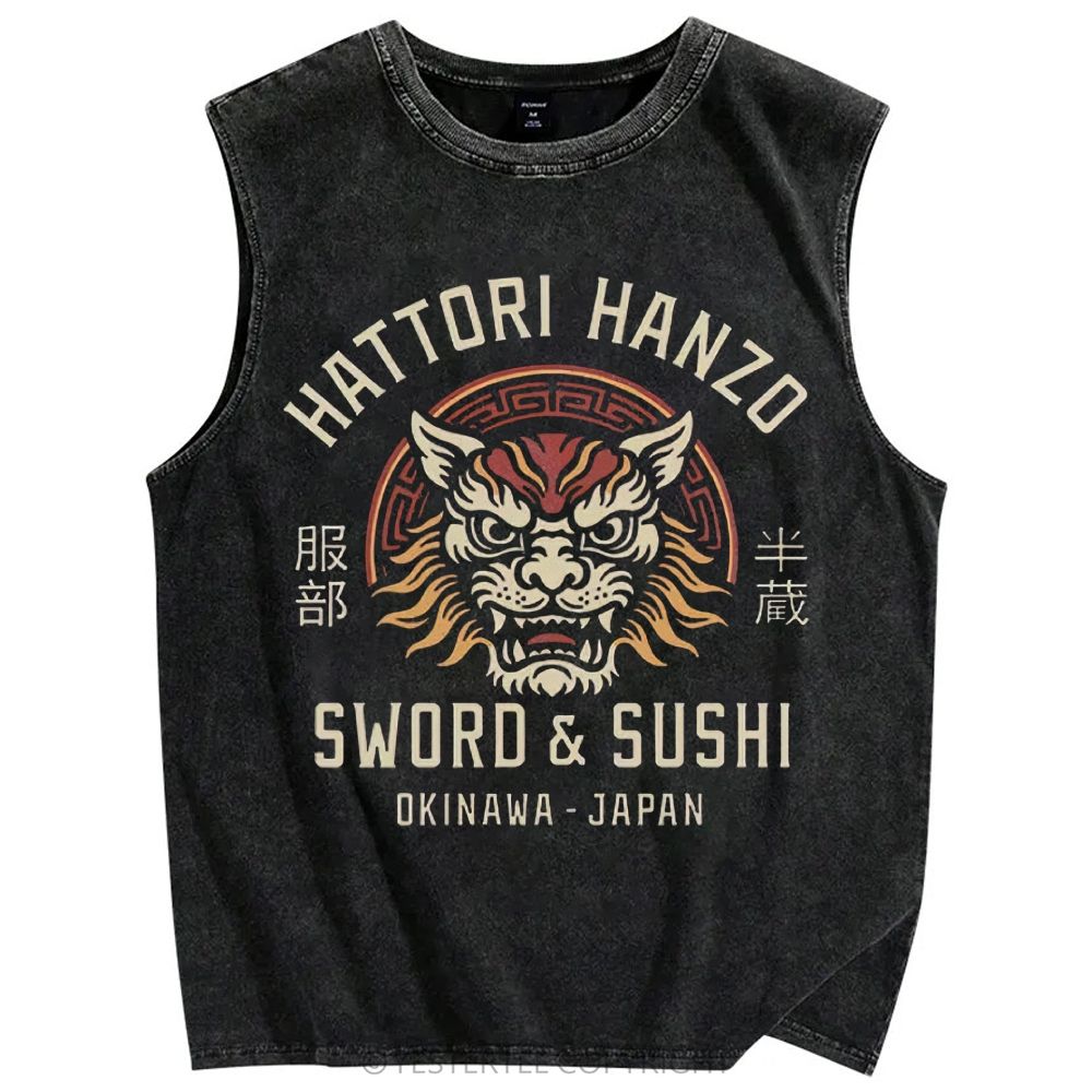 Unisex Printed Washed Tank Top 2607004633