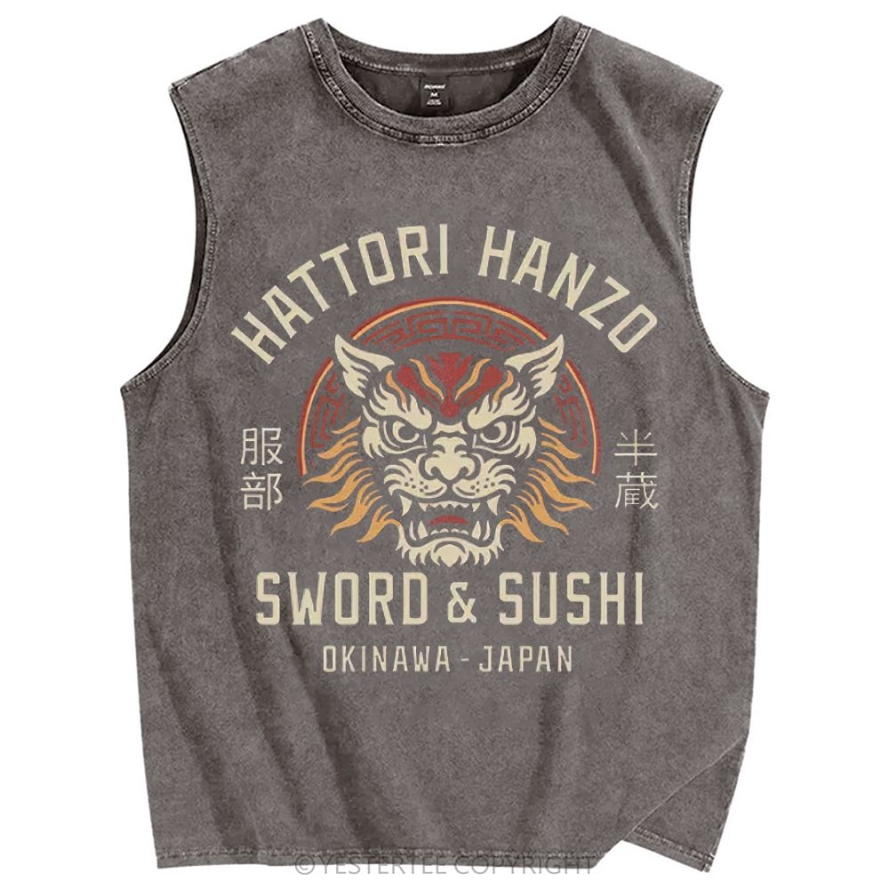 Unisex Printed Washed Tank Top 2607004633
