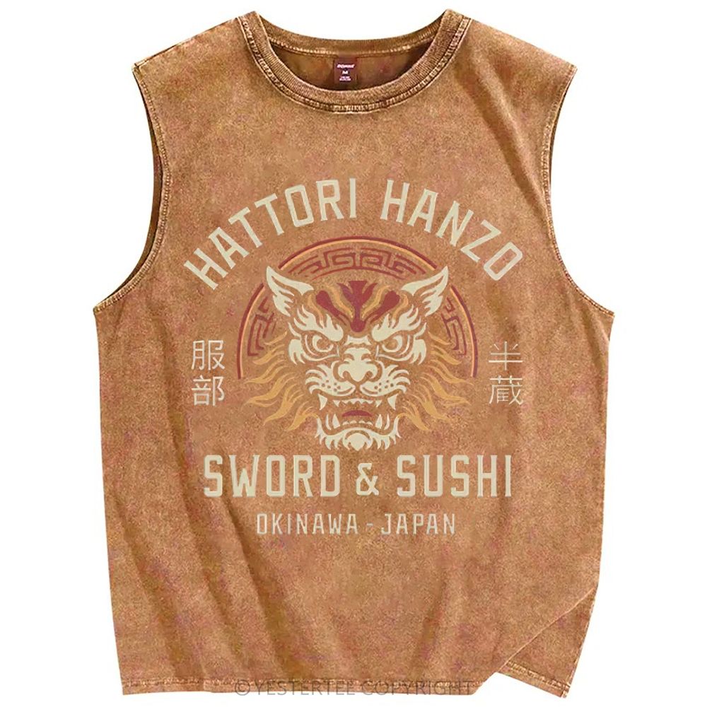 Unisex Printed Washed Tank Top 2607004633