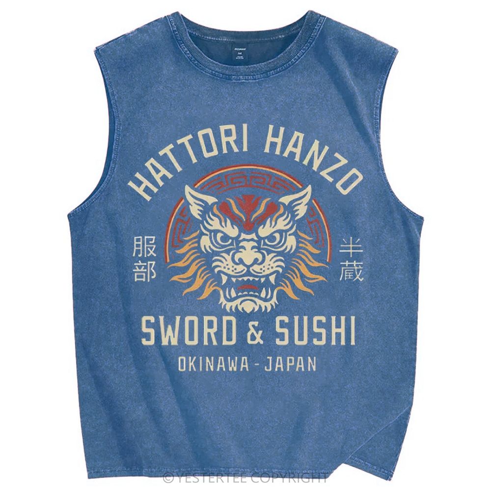 Unisex Printed Washed Tank Top 2607004633