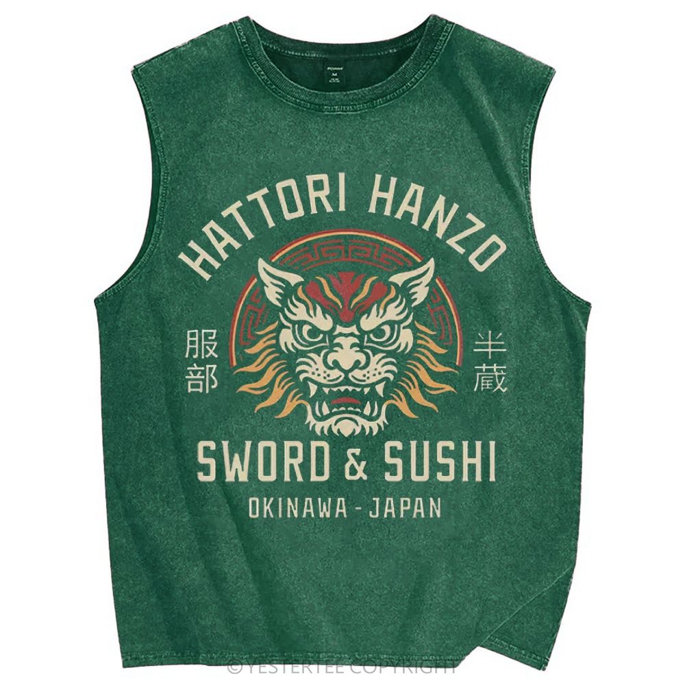 Unisex Printed Washed Tank Top 2607004633