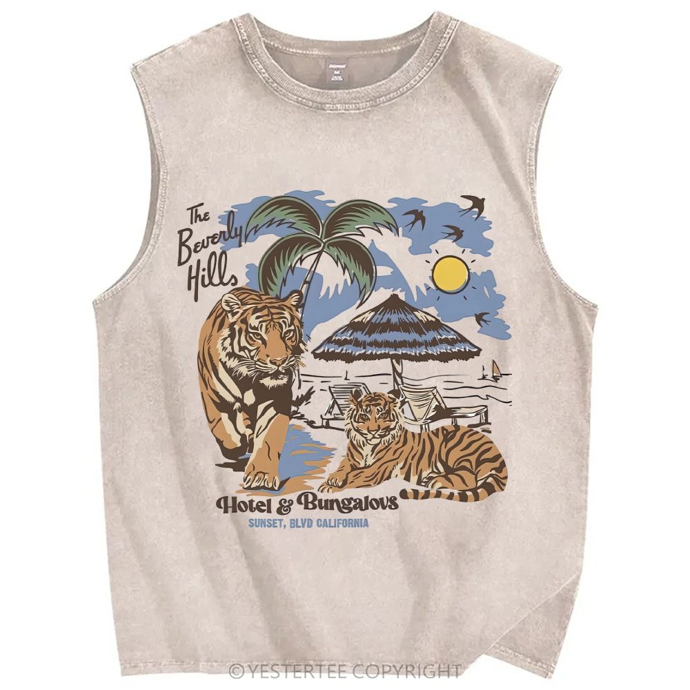 Unisex Printed Washed Tank Top 2607004643