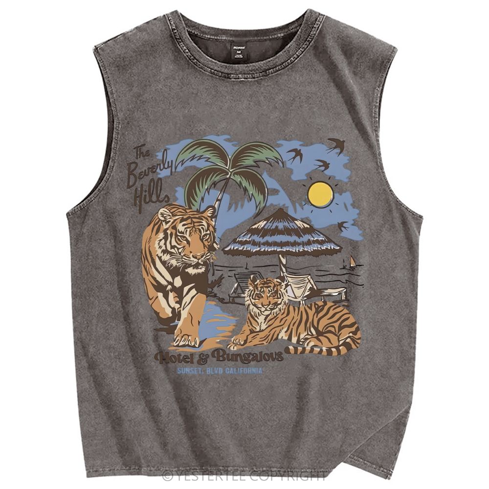 Unisex Printed Washed Tank Top 2607004643