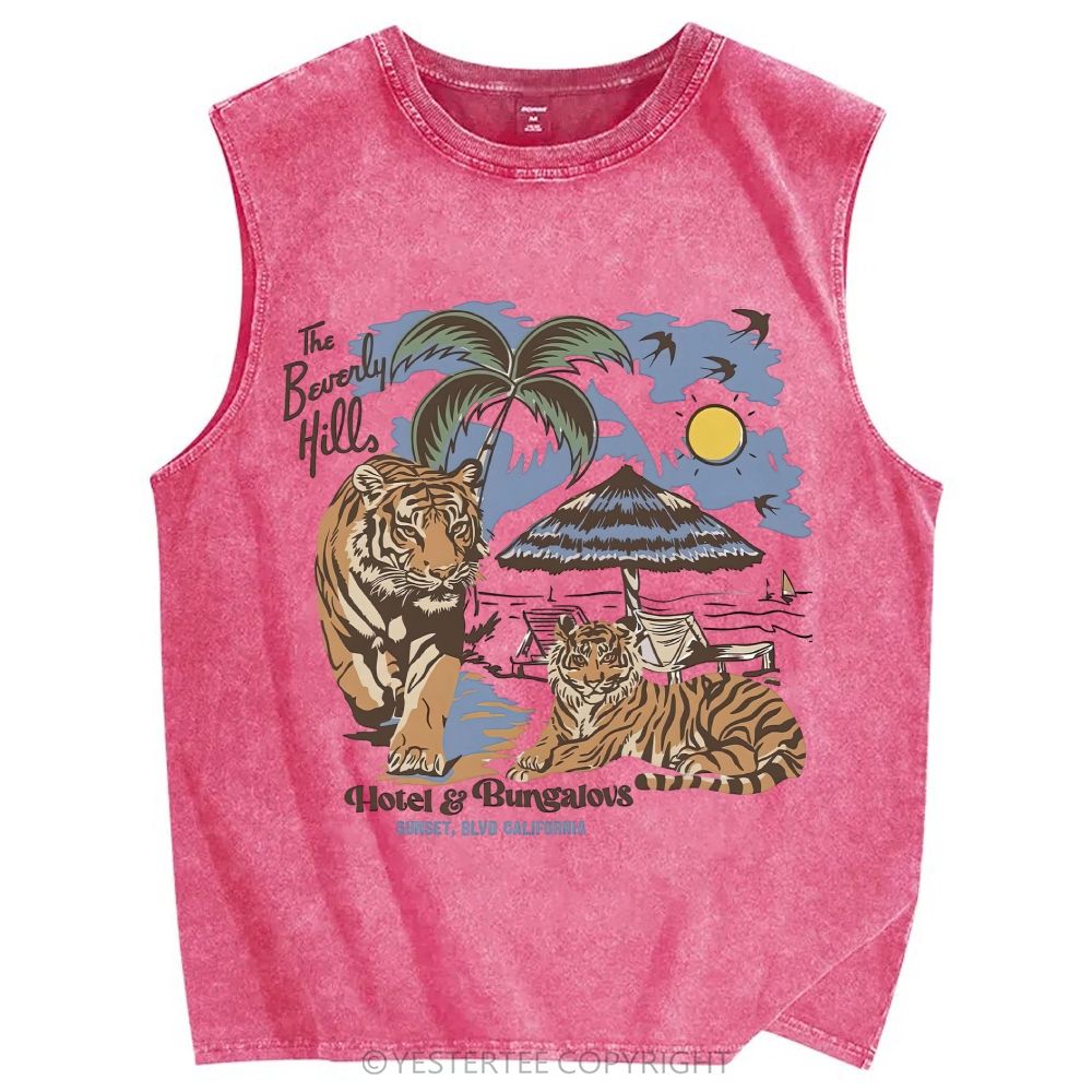 Unisex Printed Washed Tank Top 2607004643