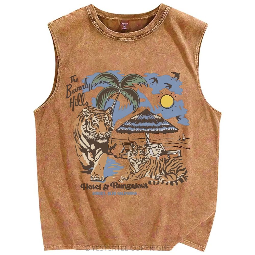 Unisex Printed Washed Tank Top 2607004643