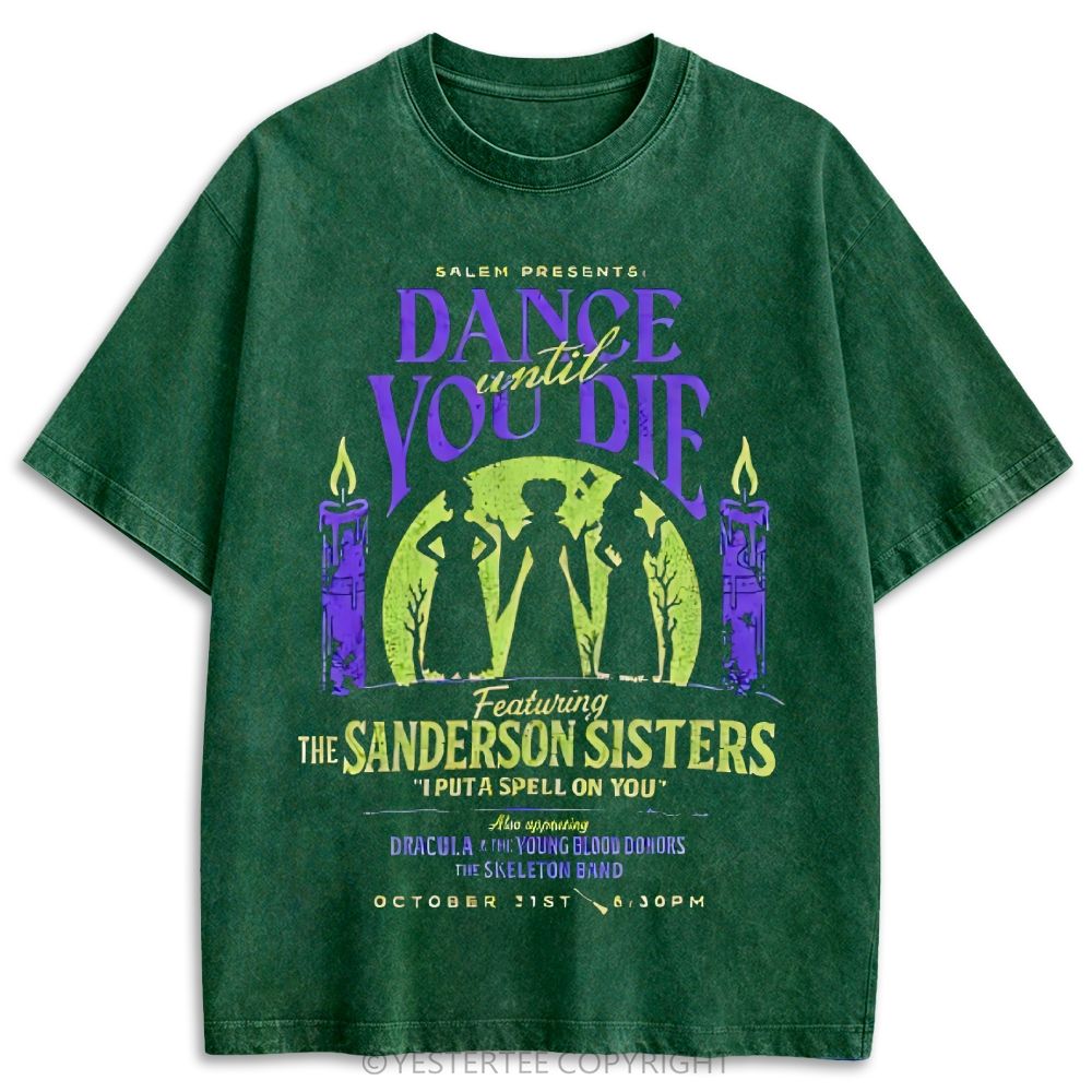 Halloween Witch Silhouette Concert Poster Retro Washed T-shirt