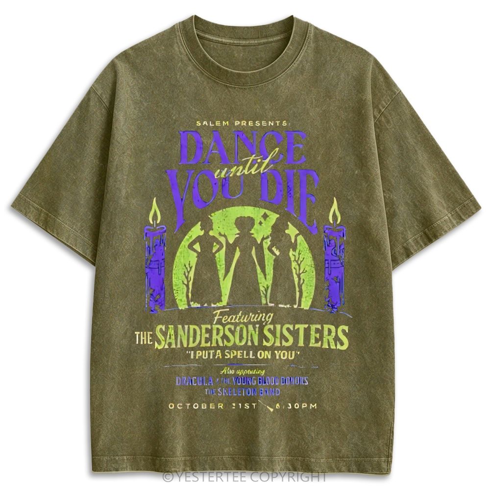 Halloween Witch Silhouette Concert Poster Retro Washed T-shirt