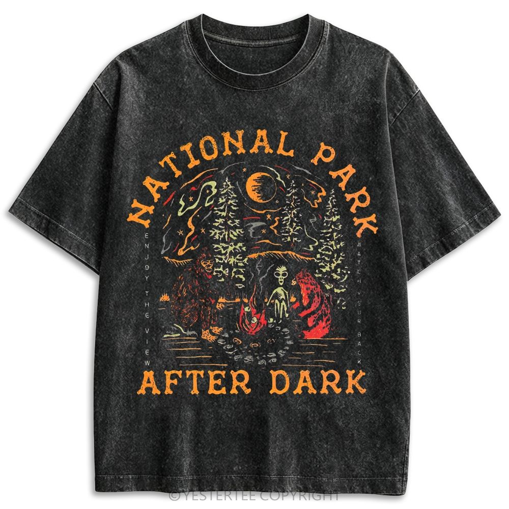 National Park After Dark Cryptid Camp Retro Washed T-shirt