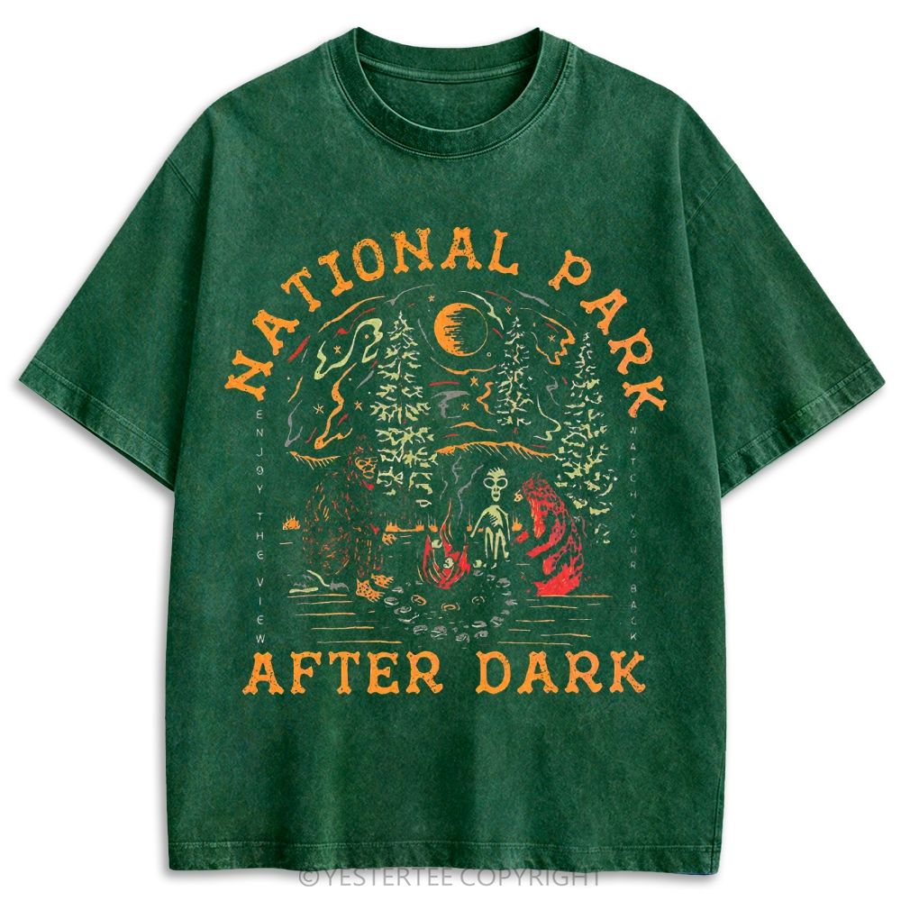 National Park After Dark Cryptid Camp Retro Washed T-shirt