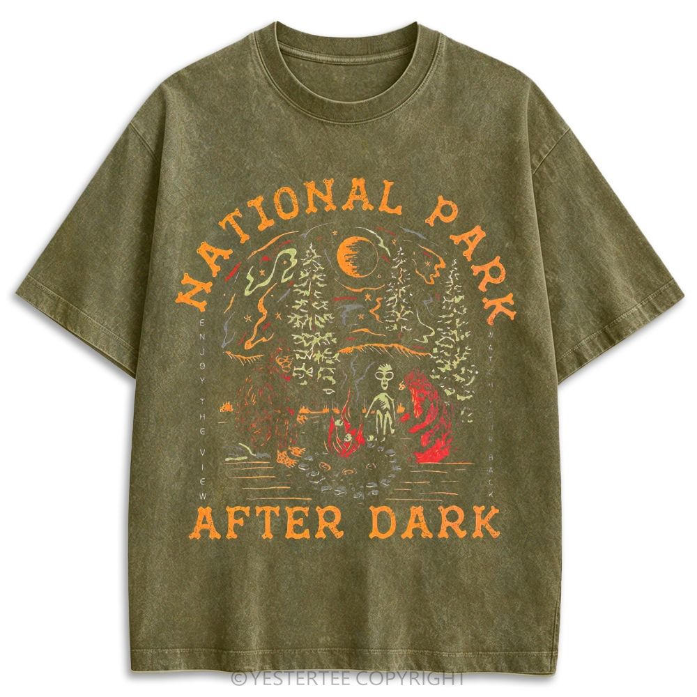 National Park After Dark Cryptid Camp Retro Washed T-shirt